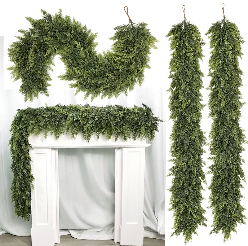 ☃️🎄 Artificial Cedar Garland 🎅 Green Pine Garland for Table, Mantel, Wall – Perfect for Indoor & Outdoor Christmas Decorations