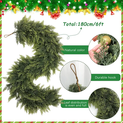 ☃️🎄 Artificial Cedar Garland 🎅 Green Pine Garland for Table, Mantel, Wall – Perfect for Indoor & Outdoor Christmas Decorations