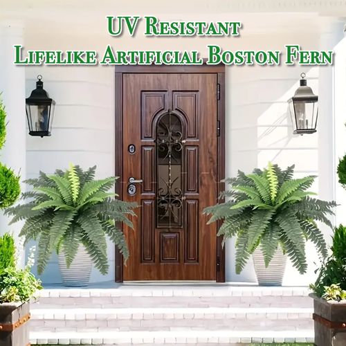 Last Day 75% OFF🔥 Artificial Boston Fern 🌳 UV Resistant, Lifelike Greenery 🌴