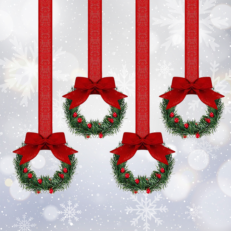 ✨ Mini Christmas Wreaths with Ribbon Bows for Holiday Home Decor 🌺