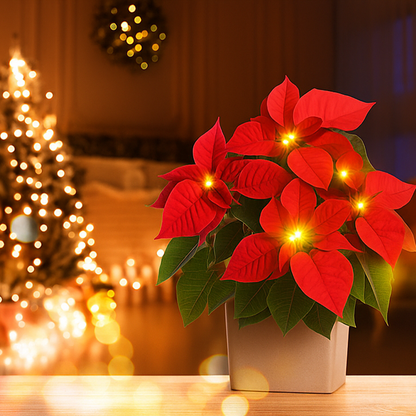 🌺Artificial Christmas Poinsettia Flower Solar Light🎄