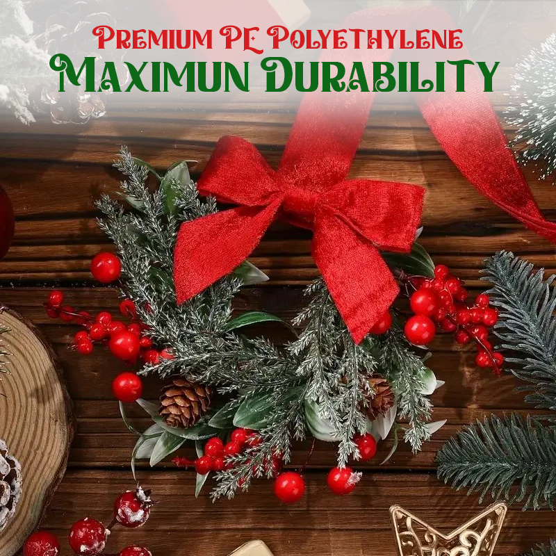 🎄Mini Christmas Wreaths with Ribbon Bows for Holiday Home Decor🎀