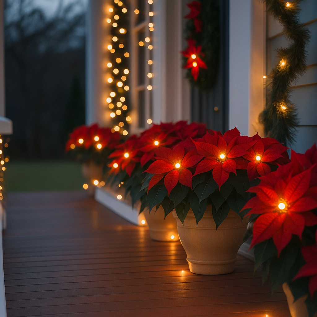 🌺Artificial Christmas Poinsettia Flower Solar Light🎄