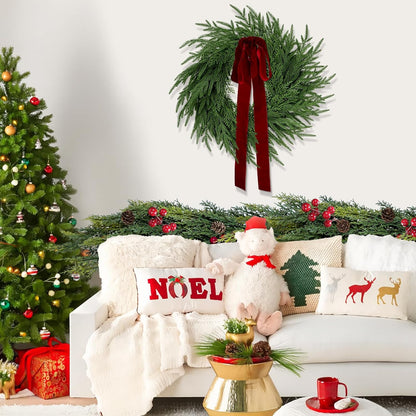 🎄🌺 Artificial Red Berries Cedar Garland 🇺🇸 UV-Resistant, Premium Quality and Durable