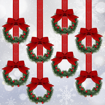 🎄Mini Christmas Wreaths with Ribbon Bows for Holiday Home Decor🎀