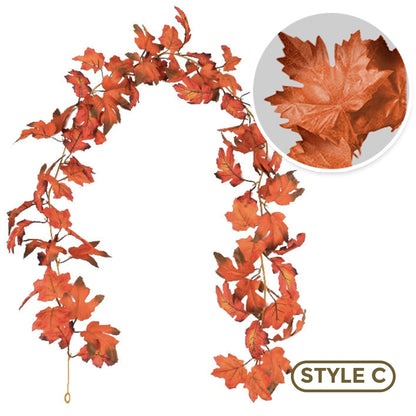🍁 Artificial Thanksgiving Maple Garland 🧡🇺🇸 Perfect Indoor & Outdoor Thanksgiving Decorations 🍁 Maple Garland for Table, Mantel, Wall