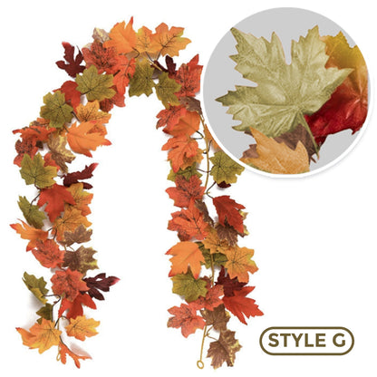 🍁 Artificial Thanksgiving Maple Garland 🧡🇺🇸 Perfect Indoor & Outdoor Thanksgiving Decorations 🍁 Maple Garland for Table, Mantel, Wall
