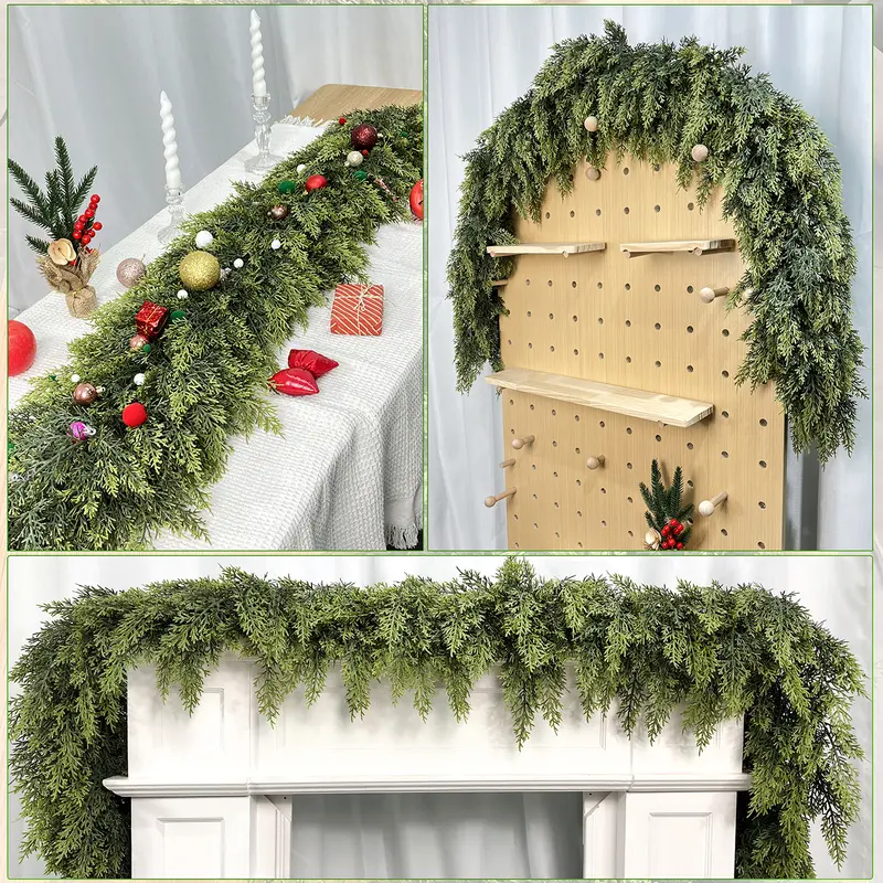 ☃️🎄 Artificial Cedar Garland 🎅 Green Pine Garland for Table, Mantel, Wall – Perfect for Indoor & Outdoor Christmas Decorations