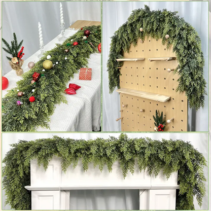 ☃️🎄 Artificial Cedar Garland 🎅 Green Pine Garland for Table, Mantel, Wall – Perfect for Indoor & Outdoor Christmas Decorations